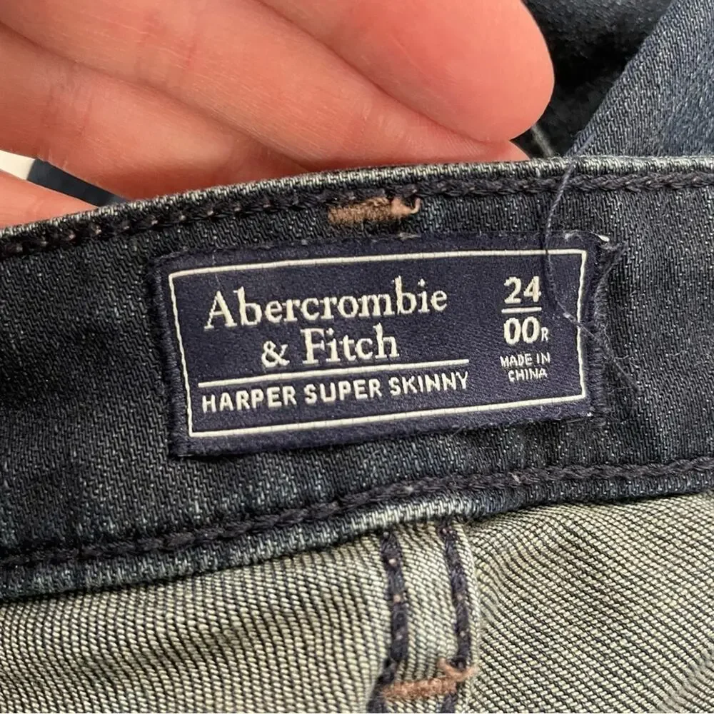 Abercrombie & Fitch Dark Wash Harper Super Skinny Jeans Womens 24 Blue Denim